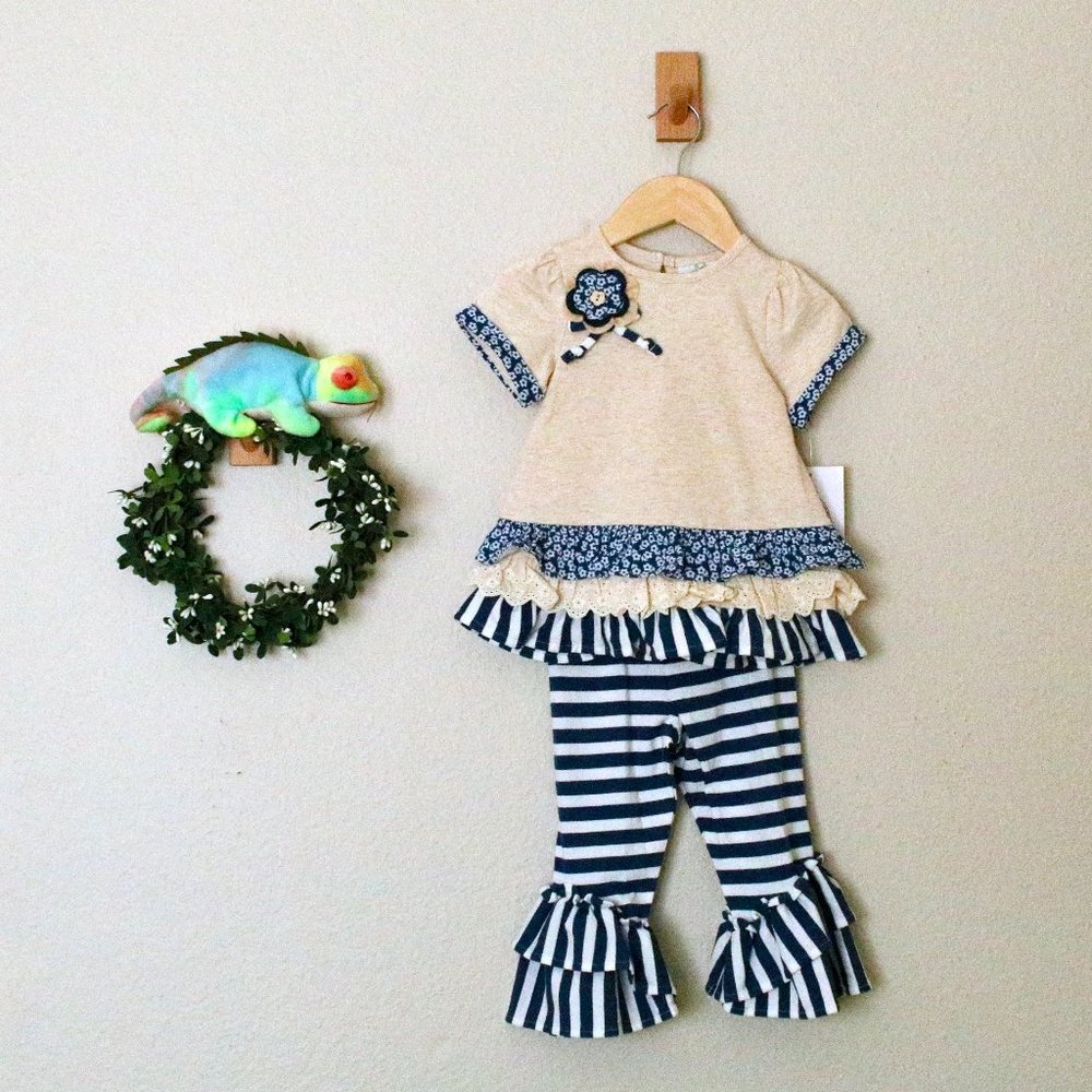Searington Road 18M Girls Stripe Eyelet Ruffle Set